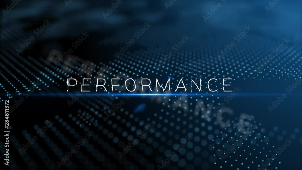 Poster performance modern intro text 3d animation with lens flare and depth of field focus blur