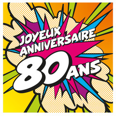 carte anniversaire pop art 80 ans 1