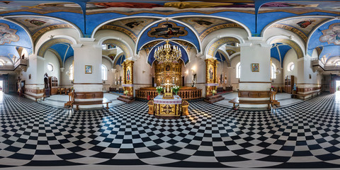 Full spherical seamless hdri panorama 360 degrees inside interior of old church and onuphrius...