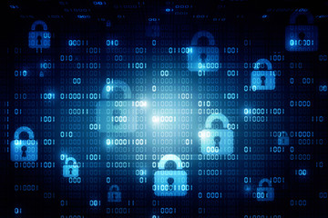 2d illustration Safety concept: Closed Padlock on digital background