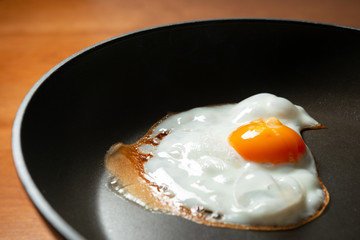 Egg frying in a pan. 
