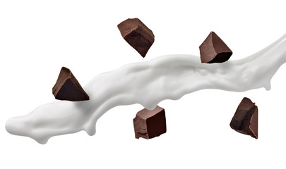 chocolate piece milk splash flow