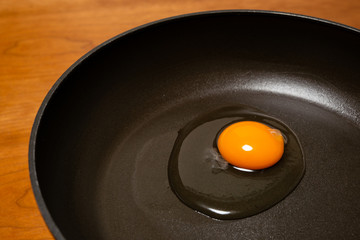 Egg frying in a pan. 
