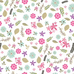 Fototapeta premium Seamless spring flower floral design, flower pattern background, vector illustration