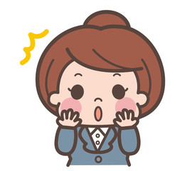 女性　スーツ　驚き