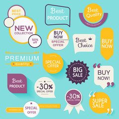 Collection of premium promo seals/stickers. Isolated vector illustration.