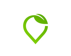 Geotag with eco leaves or location pin logo icon design