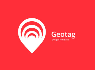 Wireless geotag or location pin logo icon design