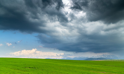 mountain panorama in spring