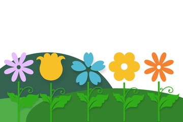 Cartoon doodle flower illustration with cheerful colours for children