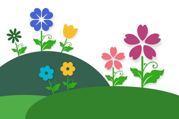 Cartoon doodle flower illustration with cheerful colours for children