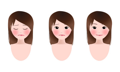 女性の表情　悲しみ　困惑