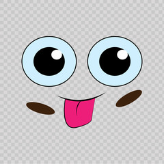 Cartoon smile  on transparent background. Vector