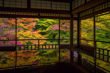 View of the autumn colors from the old temples in Kyoto