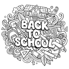 Cartoon cute doodles Back to School phrase