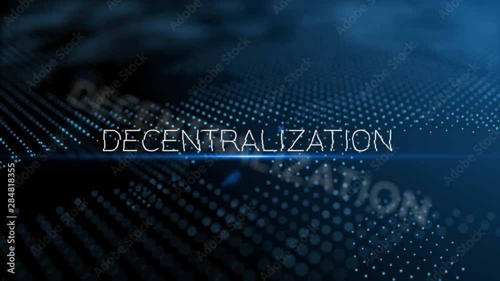 Poster decentralizarion modern intro text 3d animation with lens flare and depth of field focus blur
