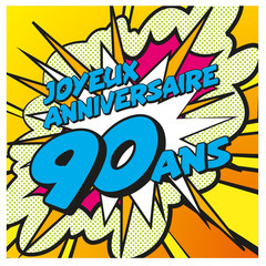carte anniversaire pop art 90 ans 2