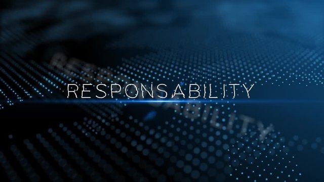 Responsability modern intro text 3D animation with lens flare and depth of field focus blur