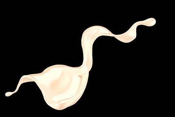 Splash of gold fluid. 3d illustration, 3d rendering.