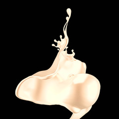 Splash of gold fluid. 3d illustration, 3d rendering.