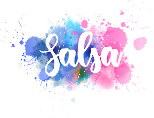 Salsa handwritten lettering on watercolor