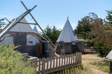 Family tent teepee camping cabin wood © OceanProd