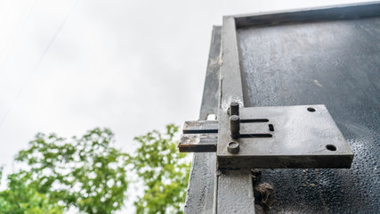 large door lock close up