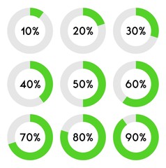 Percentage sign icon set vector,from 10 to 90