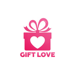 Gift Love Logo Template Design Vector, Emblem, Design Concept, Creative Symbol, Icon
