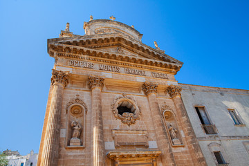 Confraternity of Carmine church in Ostuni known as white city, famous tourist destination in Brindisi province, Region Apulia(Puglia), southern Italy.