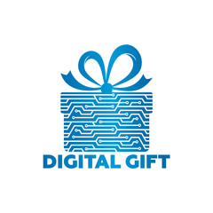 Digital Gift Logo Template Design Vector, Emblem, Design Concept, Creative Symbol, Icon