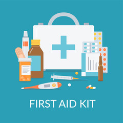 First aid kit medical concept