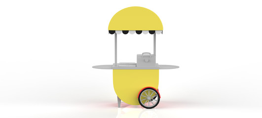 food Trolley Cart on a white background. 3d Rendering
