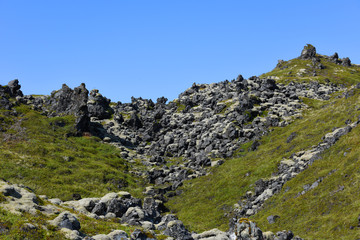Snaefellsjokull Glacier on the Snaefellsnes Peninsula and its surroundings in Iceland. Europe.