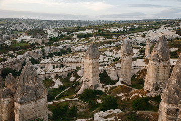 Fototapeta na wymiar Cave town and rock formations in Zelve Valley, Cappadocia, Turkey