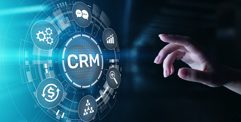 CRM - Customer relationship management automation system software. Business and technology concept.