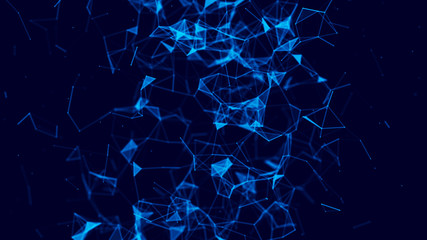 Science background. Big data visualization. Network connection structure. Lines plexus.
