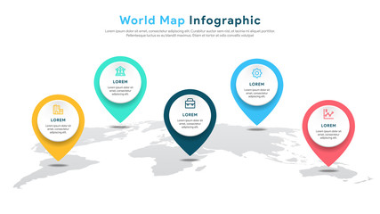 World Map Infographics Vector for Presentation and Slide Show. WIth Simple and Modern Style. Vector EPS 10