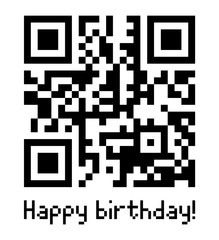 Qr code sample with text "Happy birthday!"