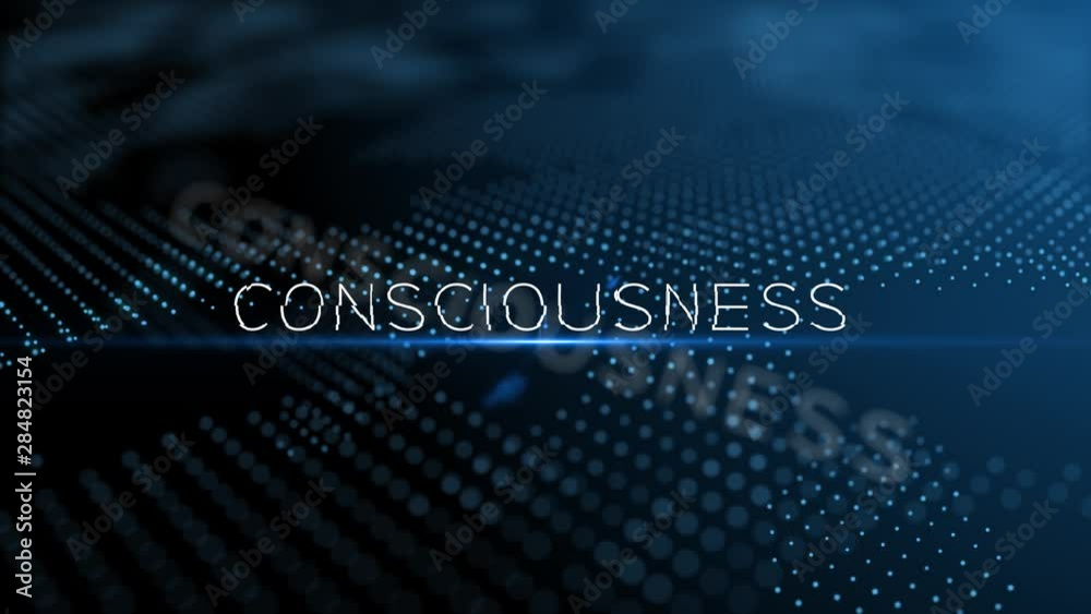 Wall mural conciousness modern intro text 3d animation with lens flare and depth of field focus blur