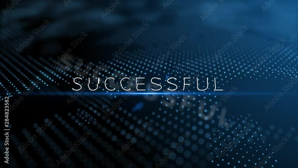Poster successful modern intro text 3d animation with lens flare and depth of field focus blur