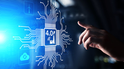 Smart industry 4.0 innovation automation technology concept on virtual screen.