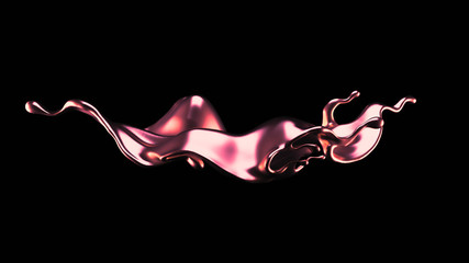 Splash of gold fluid. 3d illustration, 3d rendering.