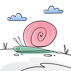 Nice crawling snail. Vector illustration with texture.