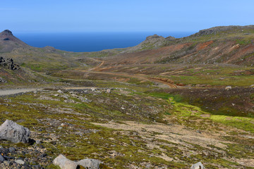 Fototapeta premium Snaefellsjokull Glacier on the Snaefellsnes Peninsula and its surroundings in Iceland. Europe.