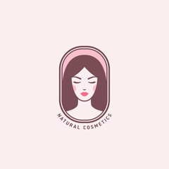 Woman face emblem pink