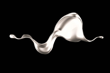 Splash of gold fluid. 3d illustration, 3d rendering.