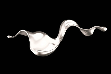 Splash of gold fluid. 3d illustration, 3d rendering.