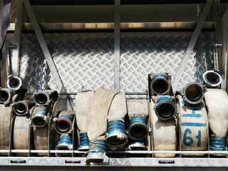 Fire engine equipment - hoses for hydrants of different thickness