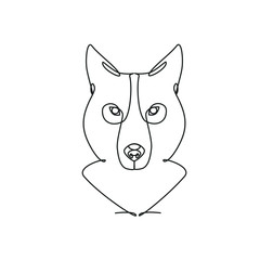 Dog one line drawing on white isolated background. Vector illustration